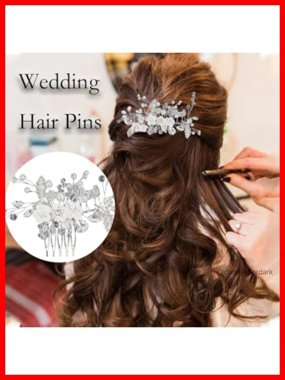 6pc Bridal Flower Hair Pins Crystal Pearl Rhinestone Wedding Hair Clips Updo